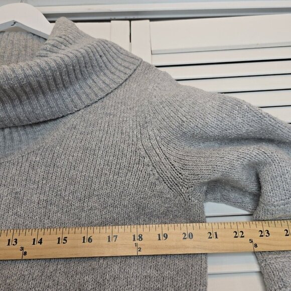 CALVIN KLEIN Tunic Sweater Cowl Neck Oversized Gray Gold Lurex Gradient Women M - Picture 9 of 12